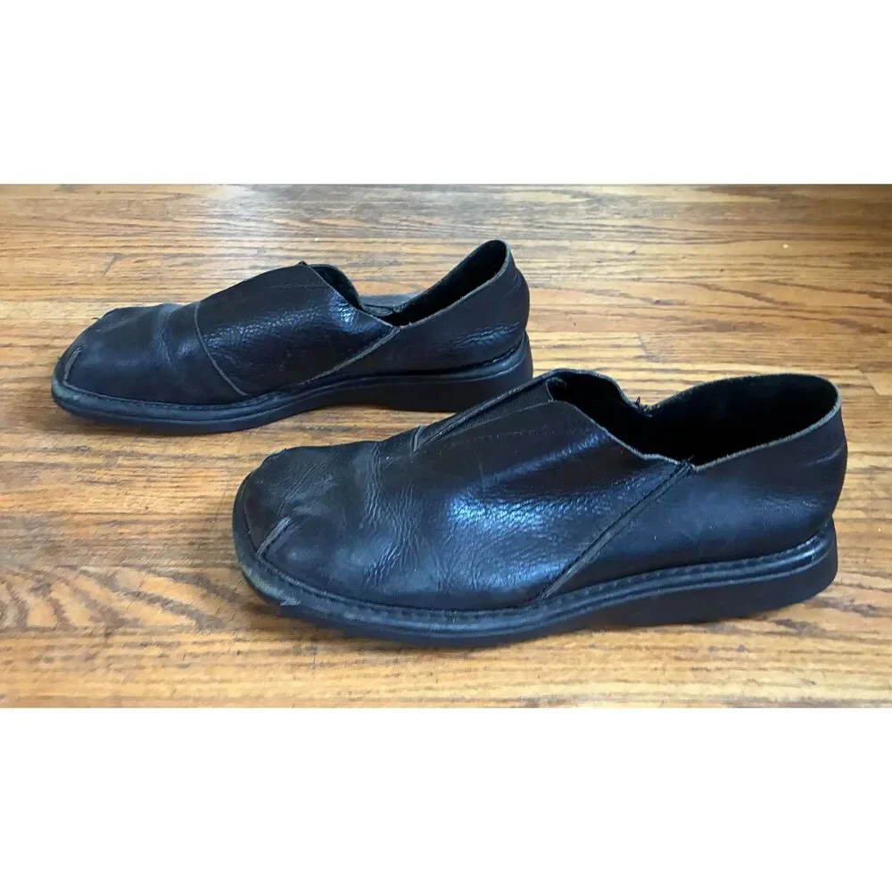 DIESEL Black Leather Square Toe Slip-On Casual Loafers Shoes   Men's Size 12